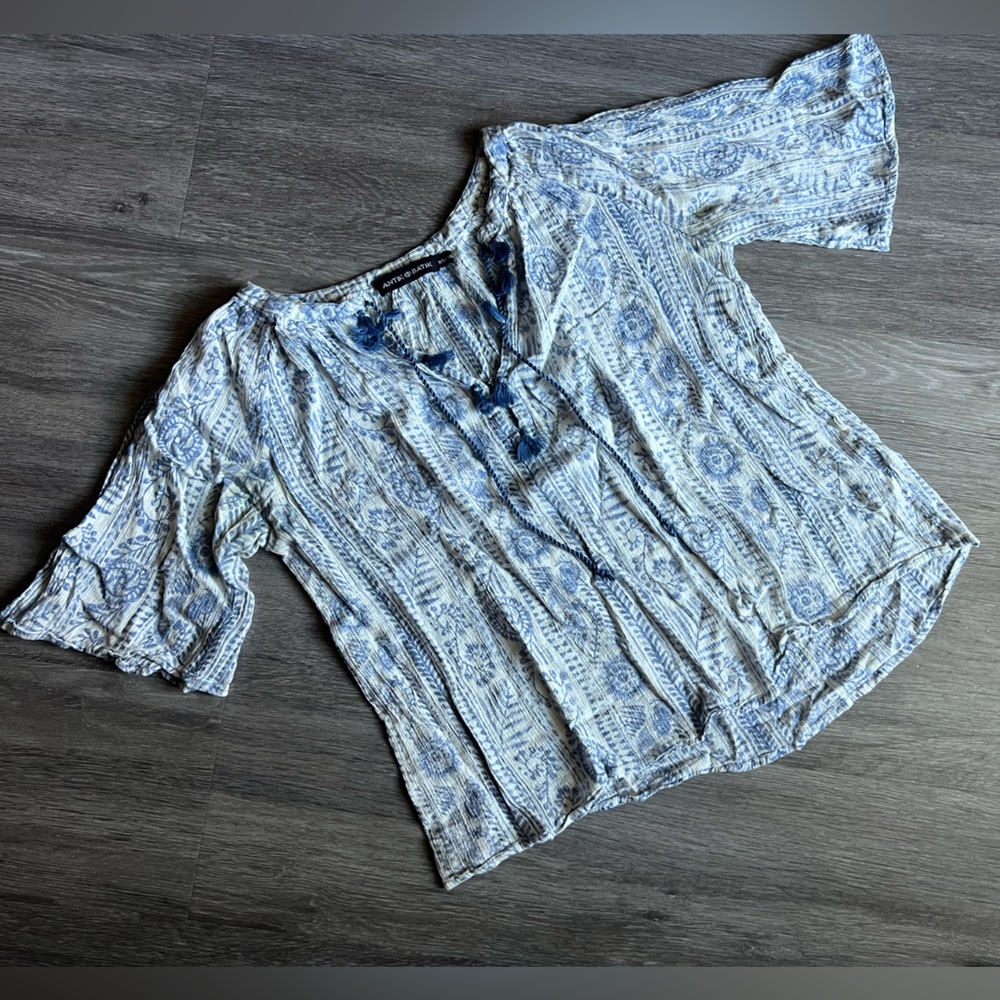 Antik Batik Blue and White Relaxed Blouse